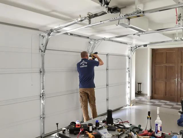 Weston Garage Door Repair certified technician performing precision garage door repair in Weston