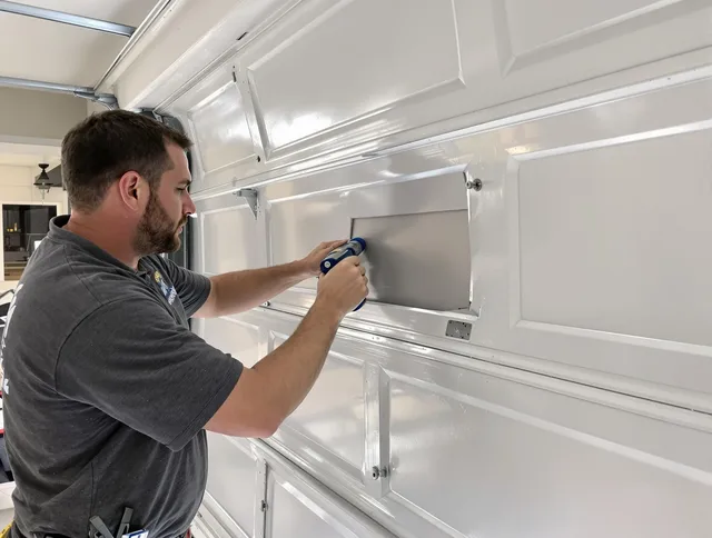 Garage door panel repair by Weston Garage Door Repair in Weston